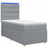 vidaXL LED Boxspring Bed met Matras Lichtgrijs 90 x 190 cm Stof