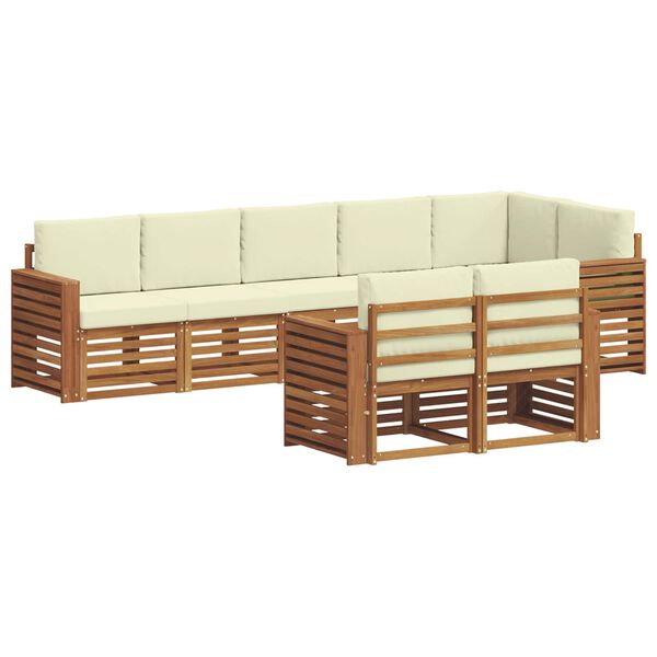 vidaXL Sofa-Sets 8 pcs Natuurlijk en Cr&egrave;me Massief Acaciahout