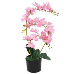 vidaXL Kunstplant orchidee met pot 65 cm roze