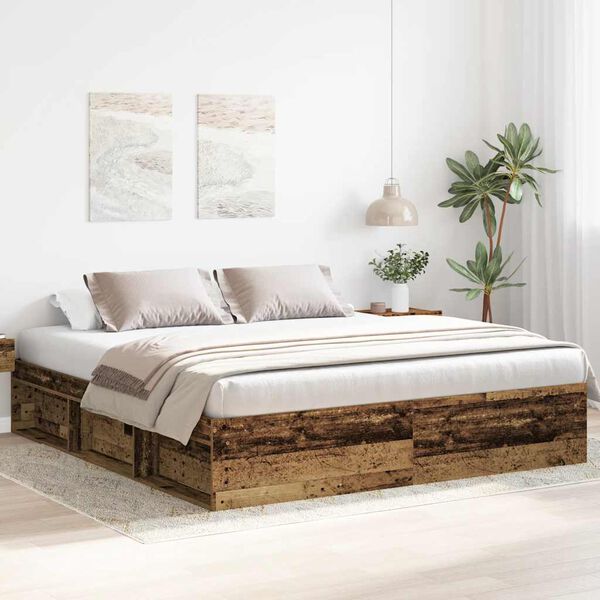 vidaXL Bedframe zonder matras 200x200 cm bewerkt hout oud hout