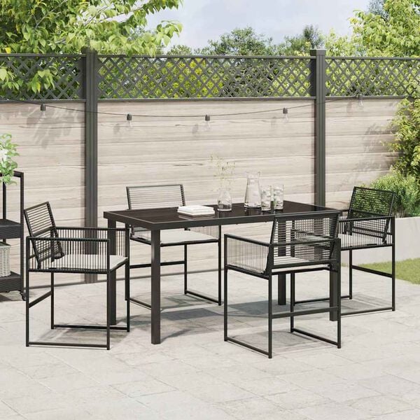 vidaXL Tuin eettafelset 5 pcs Zwart Gepoedercoat staal