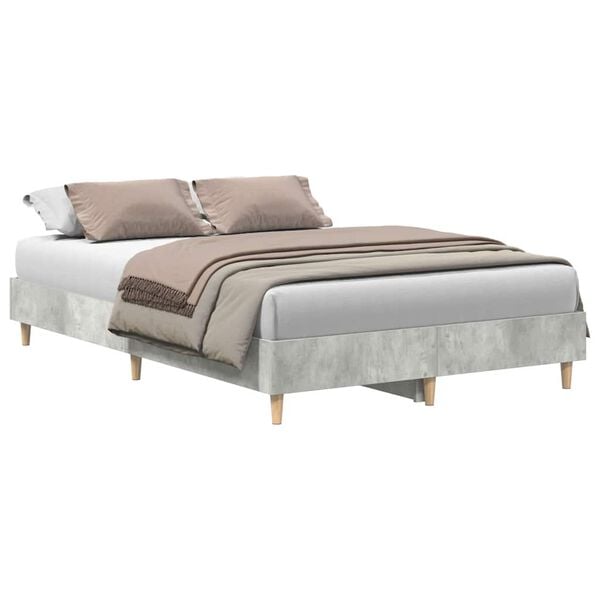 vidaXL Bedframe zonder matras 140x190 cm spaanplaat betongrijs