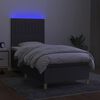 vidaXL Boxspring met matras en LED stof donkergrijs 100x200 cm