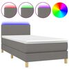 vidaXL Boxspring met matras en LED stof donkergrijs 90x200 cm