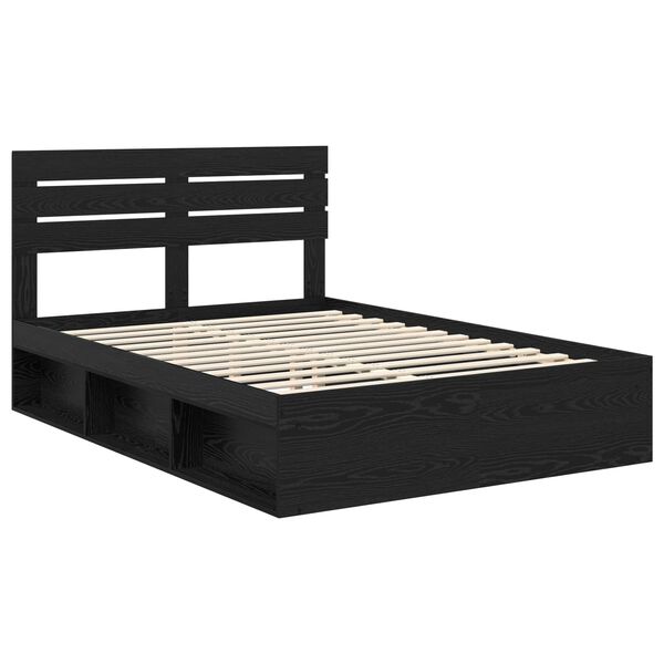 vidaXL Bedframe met hoofdeinde Zwart 150 x 200 cm Massief grenenhout