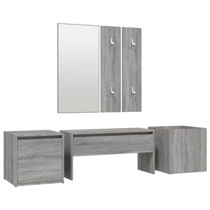 vidaXL Garderobe set bewerkt hout grijs sonoma eikenkleurig