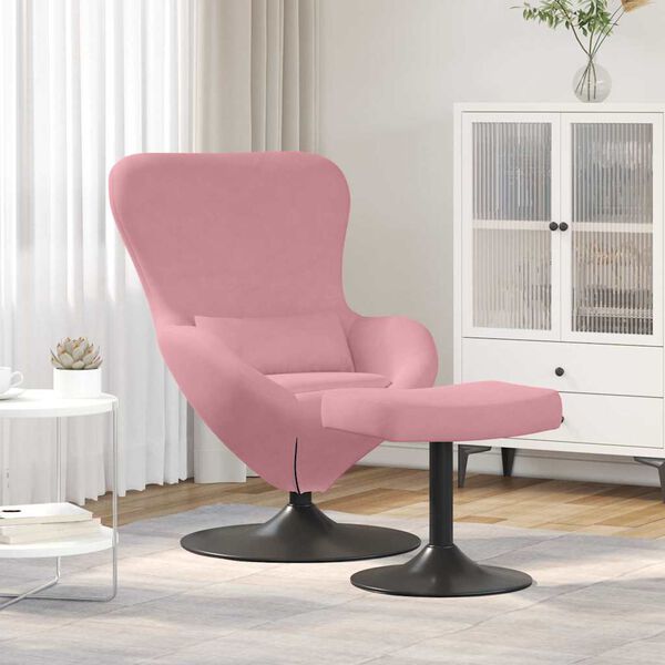 vidaXL Egg Chair met Voetsteun Roze 63 x 73 x 90 cm Fluweel