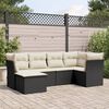 vidaXL 6-delige Loungeset met kussens poly rattan zwart