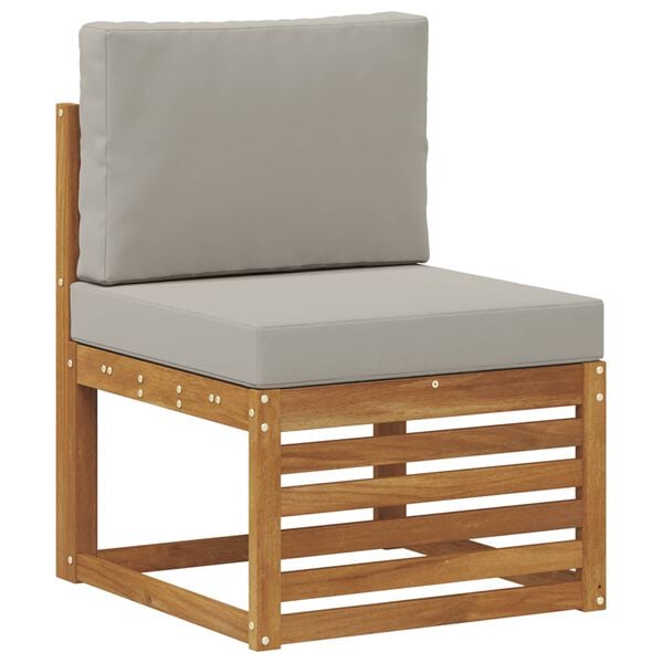 vidaXL Sofa-Sets 11 pcs Natuurlijk en Lichtgrijs Massief Acaciahout