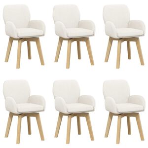 vidaXL Draai Eetstoelen 6 st Boucl&eacute; Cr&egrave;mekleurig 54 x 58 x 87 cm