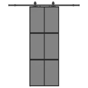 vidaXL Schuifdeur met beslagset 76x205 cm gehard glas zwart