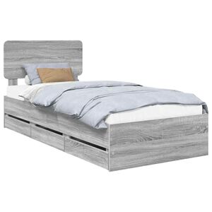 vidaXL Bedframe met lade Grijze Sonoma 100 x 200 cm Geconstrueerd hout