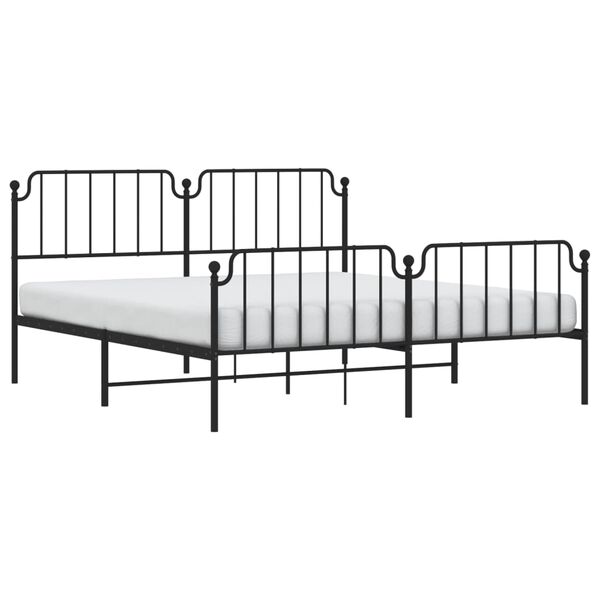 vidaXL Bedframe met hoofd- en voeteneinde metaal zwart 180x200 cm
