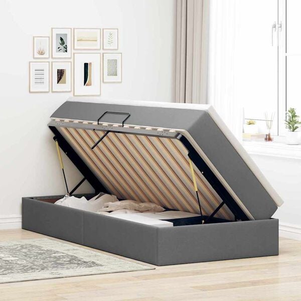 vidaXL Opslag bed met matras Donkergrijs 90 x 200 cm Polyester