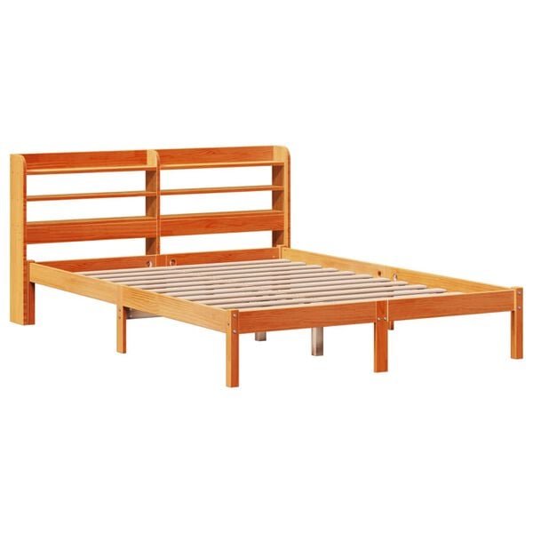 vidaXL Bedframe met hoofdbord massief grenenhout wasbruin 120x190 cm
