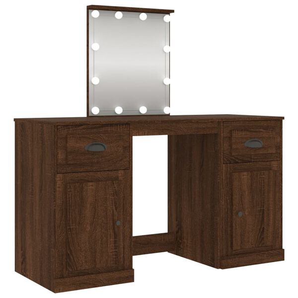 vidaXL Kaptafel met LED-verlichting 130x50x132,5 cm bruin eikenkleur