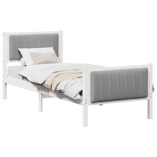 vidaXL Bedframe Wit en lichtgrijs 75 x 190 cm Massief grenenhout