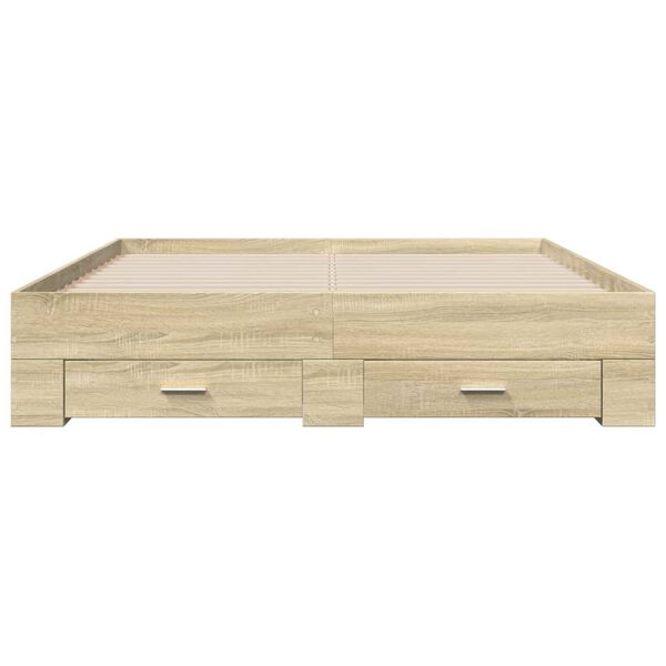 vidaXL Bedframe met lades bewerkt hout sonoma eikenkleurig 150x200 cm