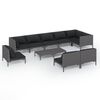 vidaXL 10-delige Loungeset met kussens poly rattan donkergrijs