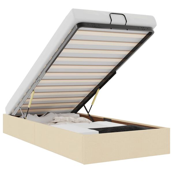 vidaXL Bedframe zonder matras 90x190 cm stof cr&egrave;mekleurig