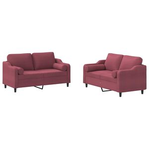 vidaXL 2-delige Loungeset met kussens stof wijnrood