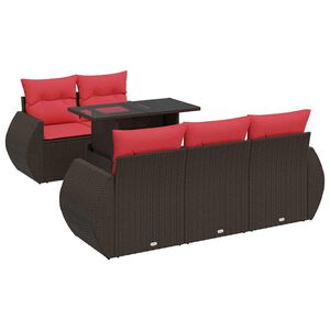 vidaXL 6-delige Loungeset met kussens poly rattan acacia bruin