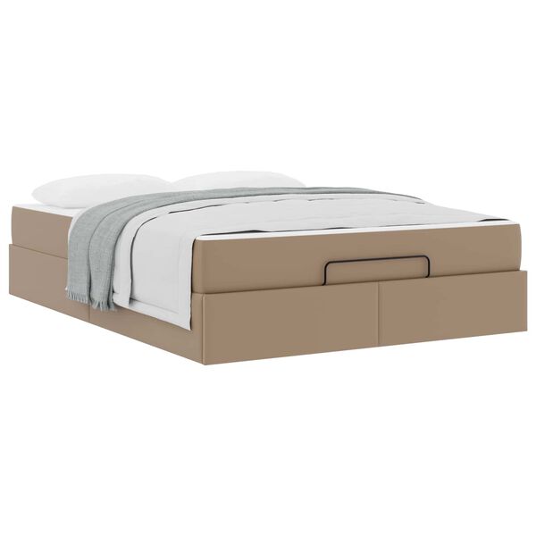 vidaXL Bedframe met matras met matras 2 pcs Tan PVC