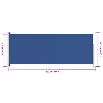 vidaXL Windscherm uittrekbaar 117x300 cm blauw