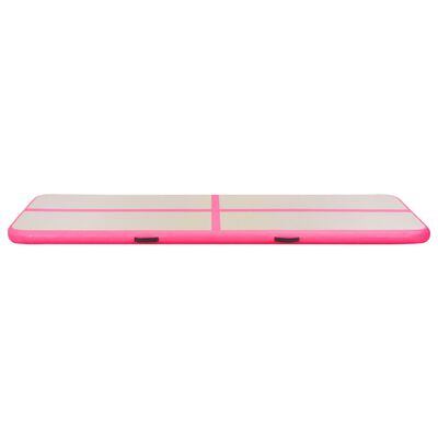 vidaXL Gymnastiekmat met pomp opblaasbaar 400x100x10 cm PVC roze