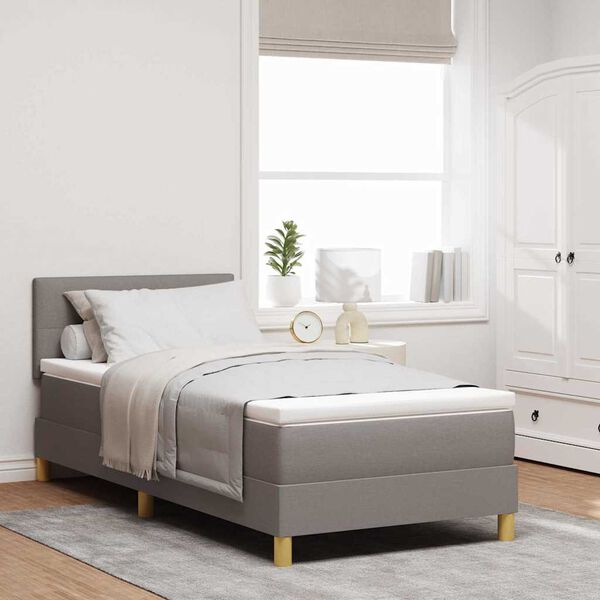 vidaXL LED Box Spring Bed met matras met LED Taupe 90 x 200 cm Stof