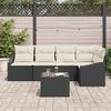 vidaXL Bankstel met kussen 6 pcs Zwart poly rattan