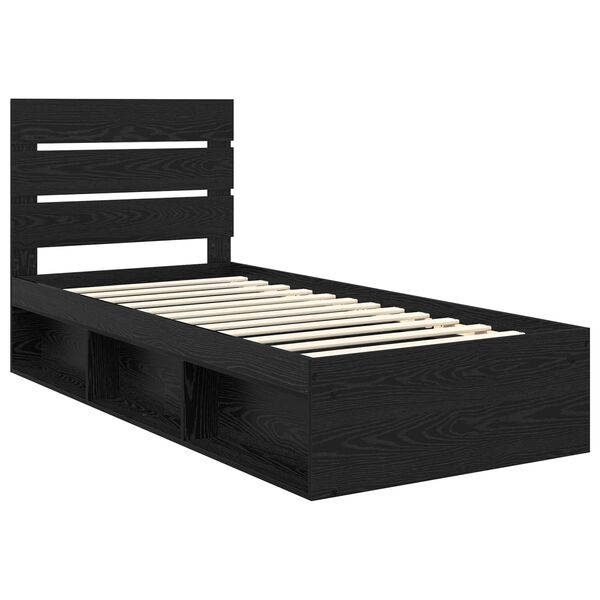 vidaXL Bedframe met hoofdeinde Zwart 90 x 200 cm Massief grenenhout