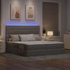vidaXL Bed met LED-striplichten met hoofdeinde Taupe 180 x 200 cm Stof