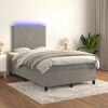 vidaXL Boxspring met matras en LED fluweel lichtgrijs 120x190 cm
