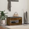 vidaXL Halbank met kussen met plank Gerookte Eik 83 x 38 x 45 cm