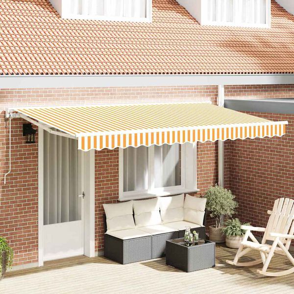 vidaXL Zijde Frame Geel en Wit 350 x 200 cm Polyester met PU-coating