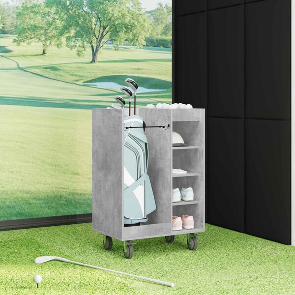 vidaXL Golfkast met wiel Effen Beton Grijs 65 x 45 x 98 cm