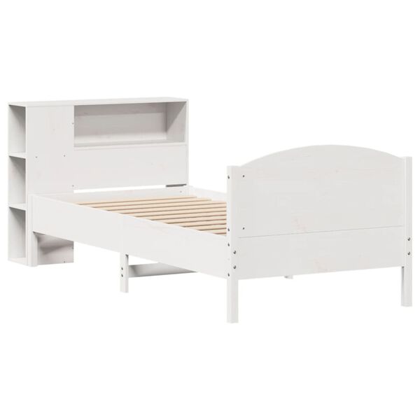 vidaXL Bed met boekenkast zonder matras grenenhout wit 90x200 cm