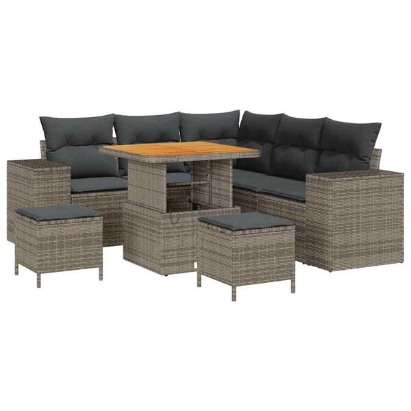 vidaXL Tuin Sofa Set met kussen met opslag met kussen 8 pcs Grijs
