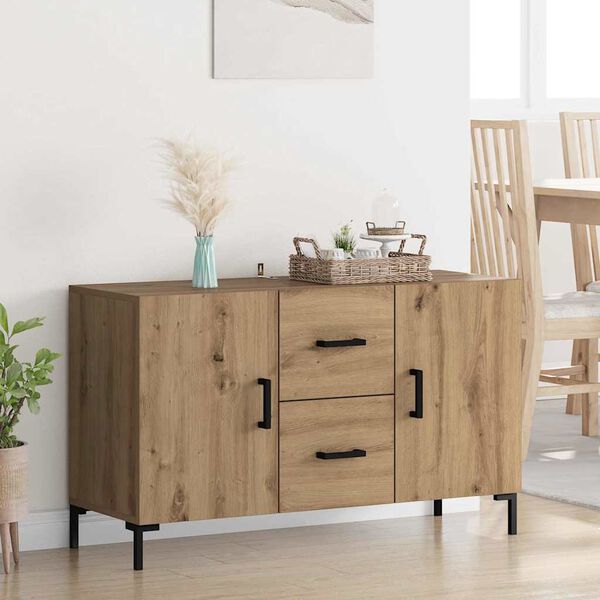 vidaXL Dressoir met lade Artisan Eiken 100 x 36 x 60 cm Bewerkt hout