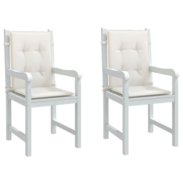 vidaXL Stoelkussens 2 st lage rug 100x50x4 cm stof gemêleerd crème