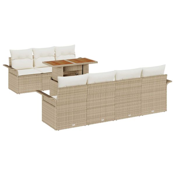 vidaXL Tuin Sofa Set met kussen 8 pcs beige en cr&egrave;mekleurig