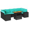 vidaXL 8-delige Loungeset met kussens poly rattan zwart