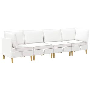 vidaXL Modulaire Sofa Set met Opslag 4 pcs Wit Stof