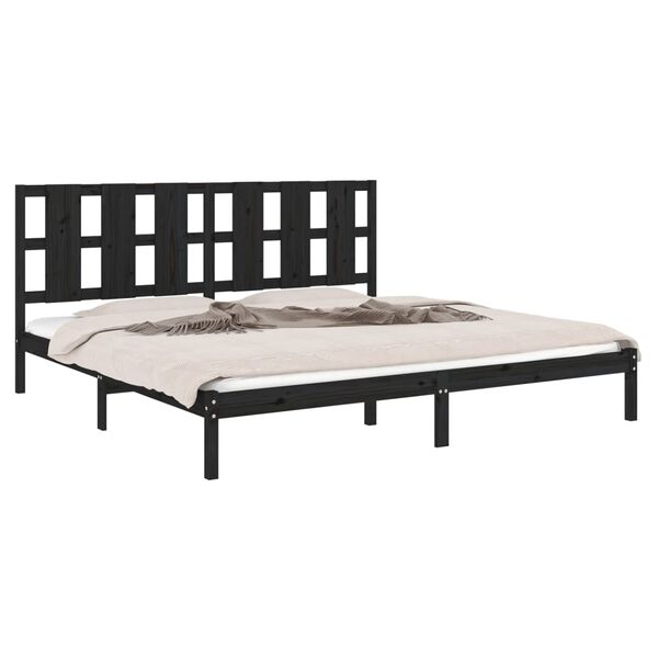 vidaXL Bedframe massief grenenhout zwart 200x200 cm