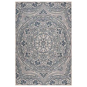 vidaXL Buitenkleed met patroon platgeweven 160x230 cm blauw