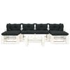 vidaXL 7-delige Loungeset met antracietkleurige kussens pallet hout