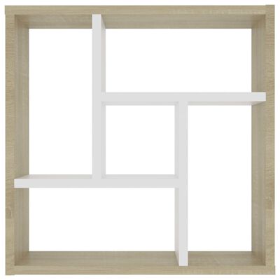 vidaXL Wandschap 45,1x16x45,1 cm spaanplaat wit en sonoma eikenkleurig