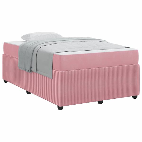 vidaXL Bedframe met matras met matras Roze 120 x 190 cm Fluweel