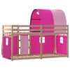 vidaXL Stapelbed met gordijnen 90x190 cm grenenhout roze